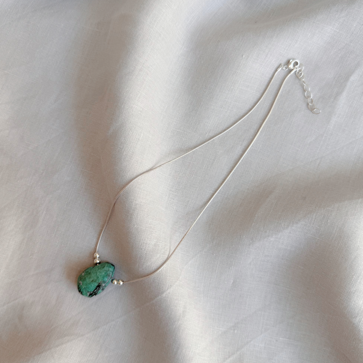 ANNI Pendant Necklace with Chrysocolla, Sterling Silver