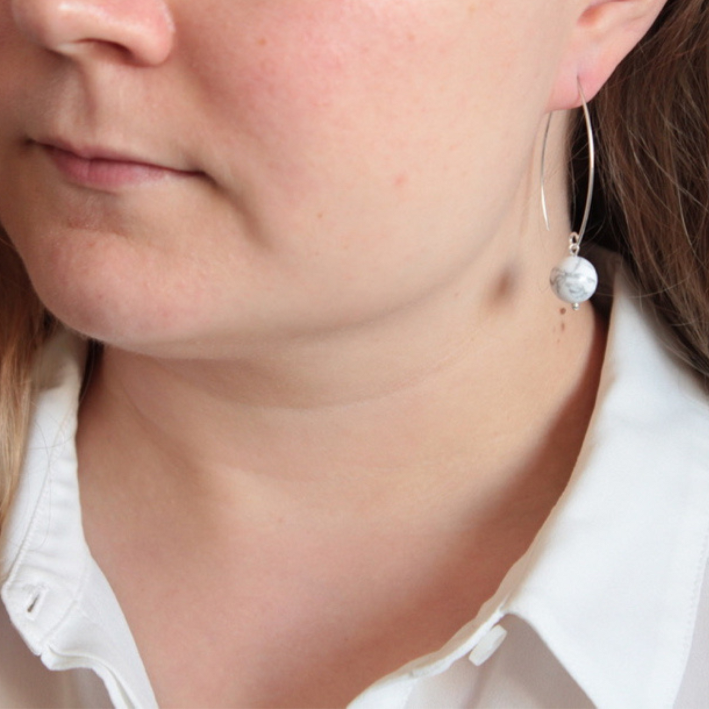 ANNA Howlite earrings, sterling silver