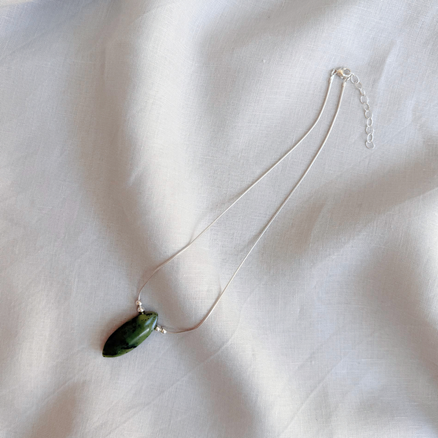 ANNI Geometric Pendant Necklace with Jade, Sterling Silver