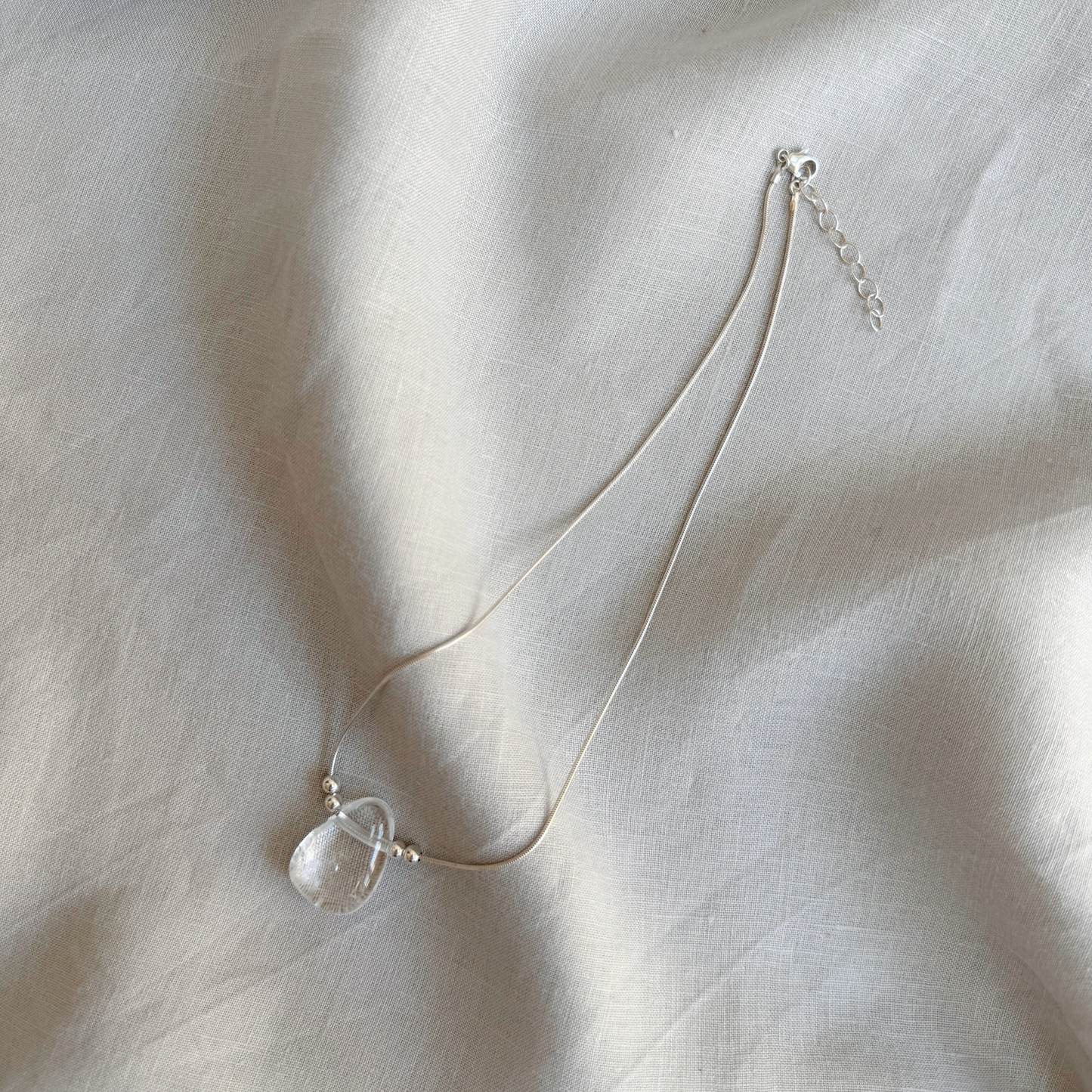 ANNI Pendant Necklace with Clear Quartz, Sterling Silver