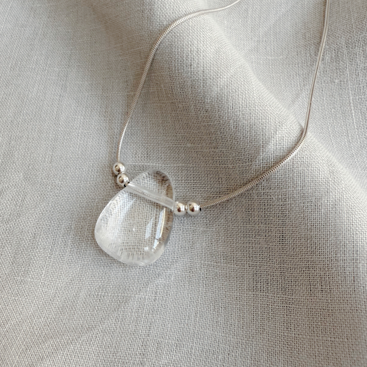ANNI Pendant Necklace with Clear Quartz, Sterling Silver