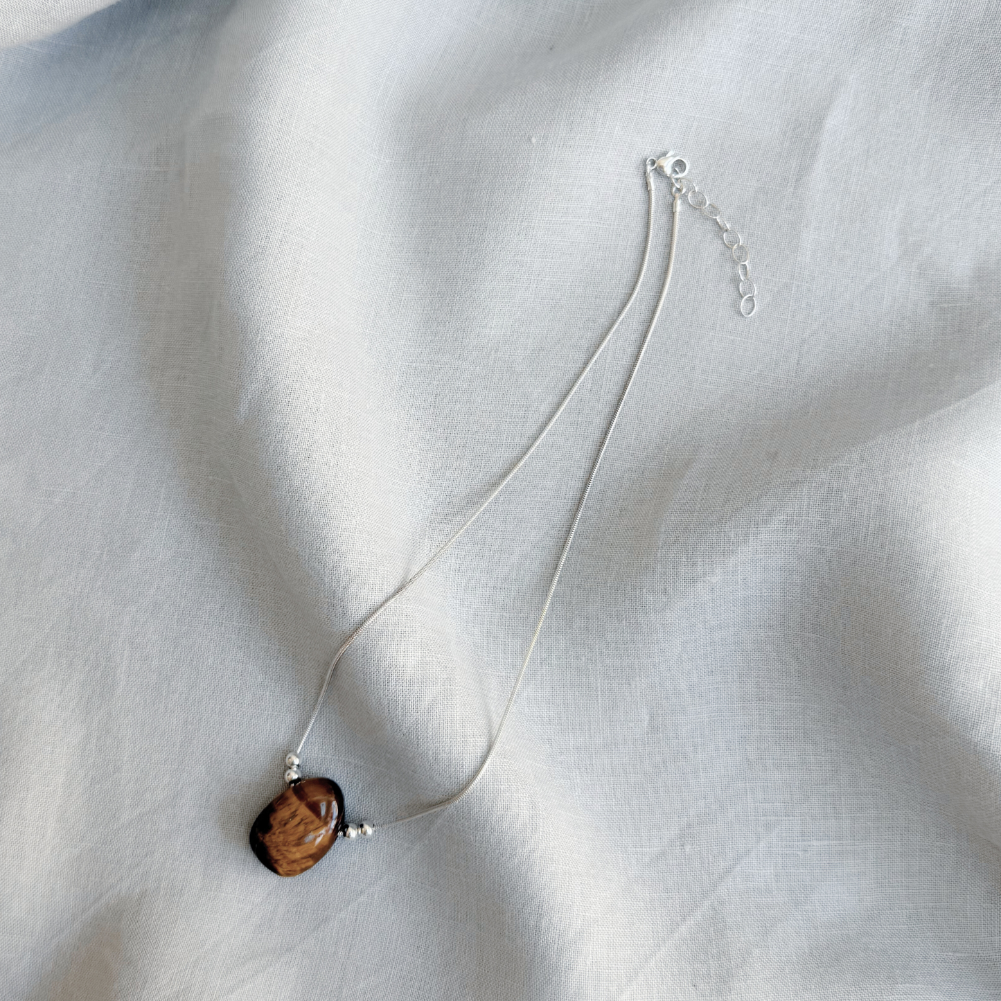 ANNI Pendant Necklace with Tiger Eye, Sterling Silver