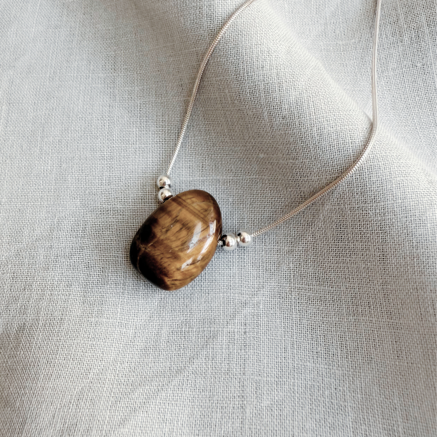 ANNI Pendant Necklace with Tiger Eye, Sterling Silver