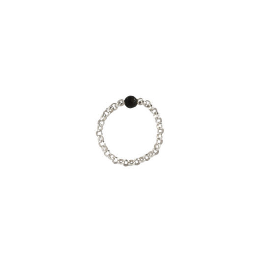 KATRI Golden Sheen Obsidian Chain Ring, Sterling Silver