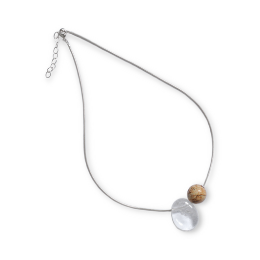 ILO Kalahari Jasper + Quartz necklace, sterling silver
