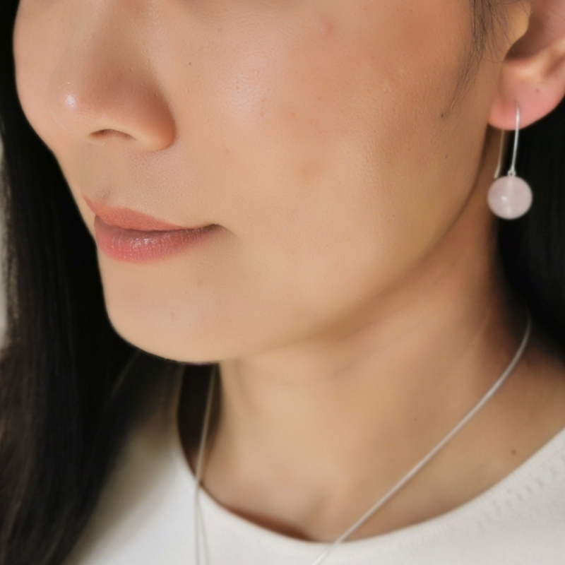 ILO Rose Quartz earrings, sterling silver