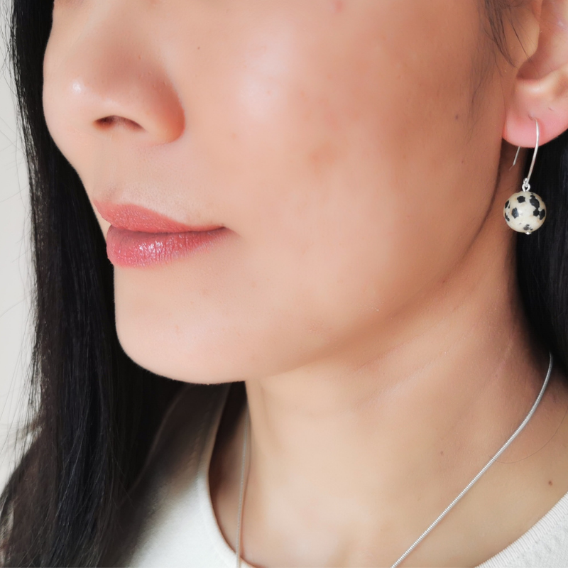 ILO Dalmatian Jasper earrings, sterling silver