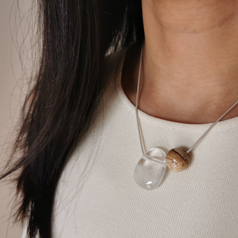 ILO Kalahari Jasper + Quartz necklace, sterling silver