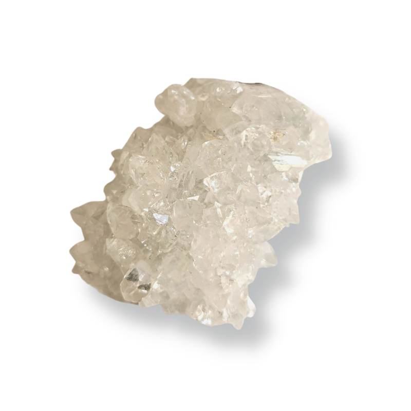 high quality Apophyllite cluster with points all around the except bottom size 60x45mm side view at an angle
