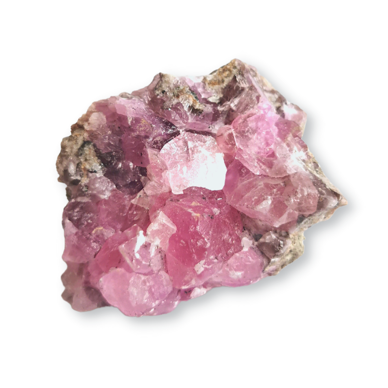 high quality rare hot pink Cobaltoan Calcite cluster 70mm long top view