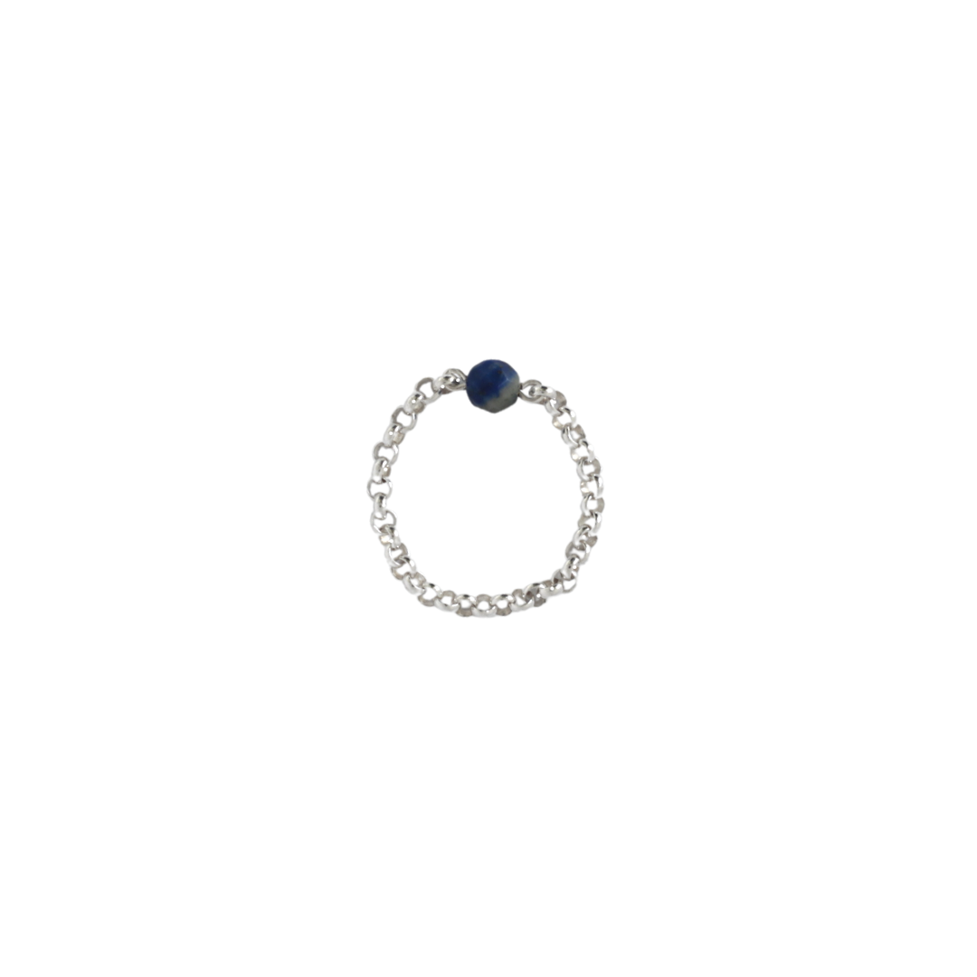 KATRI Lapis Lazuli Chain Ring, Sterling Silver