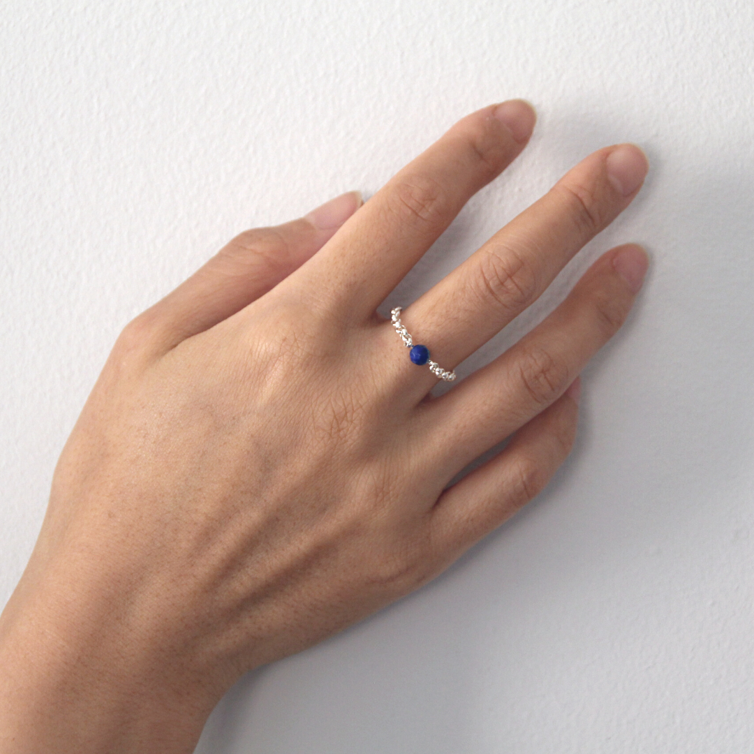 KATRI Lapis Lazuli Chain Ring, Sterling Silver