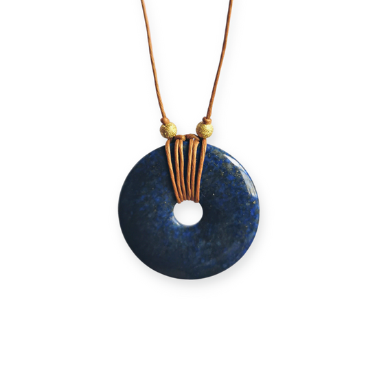 SAAGA Lapis Lazuli Necklace / Choker on Cord with Gold Vermeil Beads